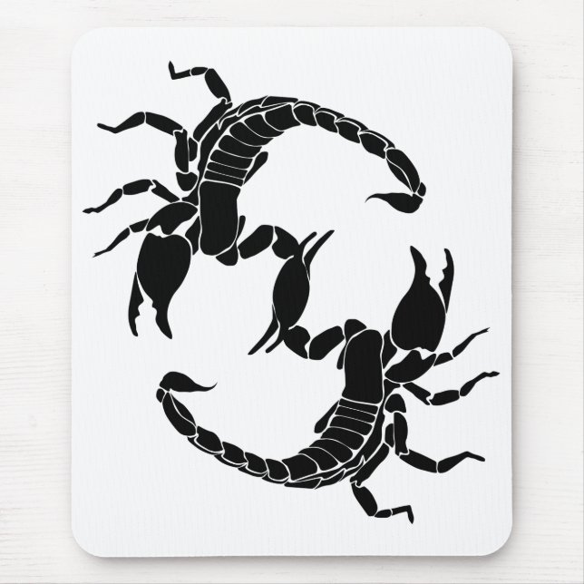 Schwarzweißbuchstaben S - Zwei Skorpione Mousepad (Vorne)