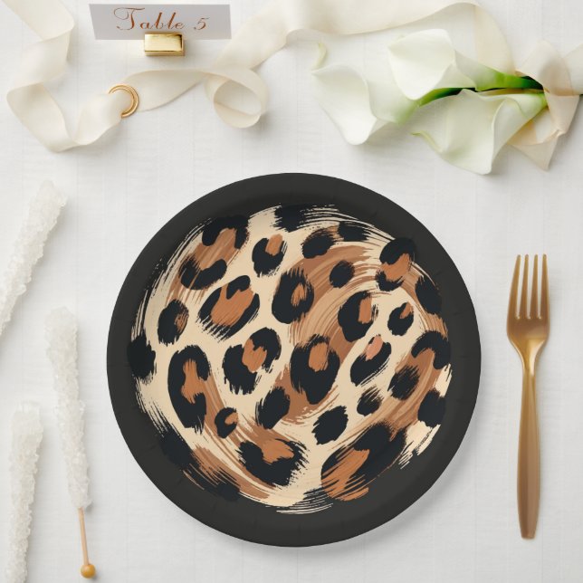 Schwarzweißcreme-Leopard-Tierdruck Pappteller (Hochzeit)