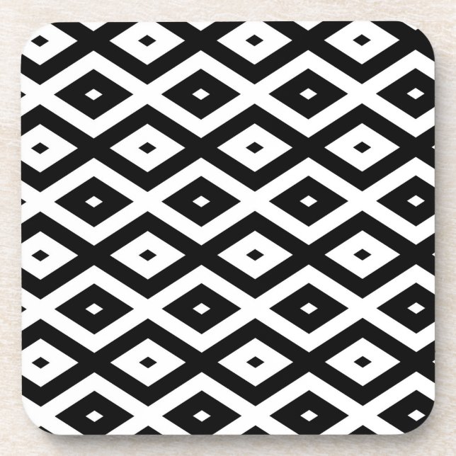 Schwarzweißdiamantmuster Getränkeuntersetzer (Vorderseite)
