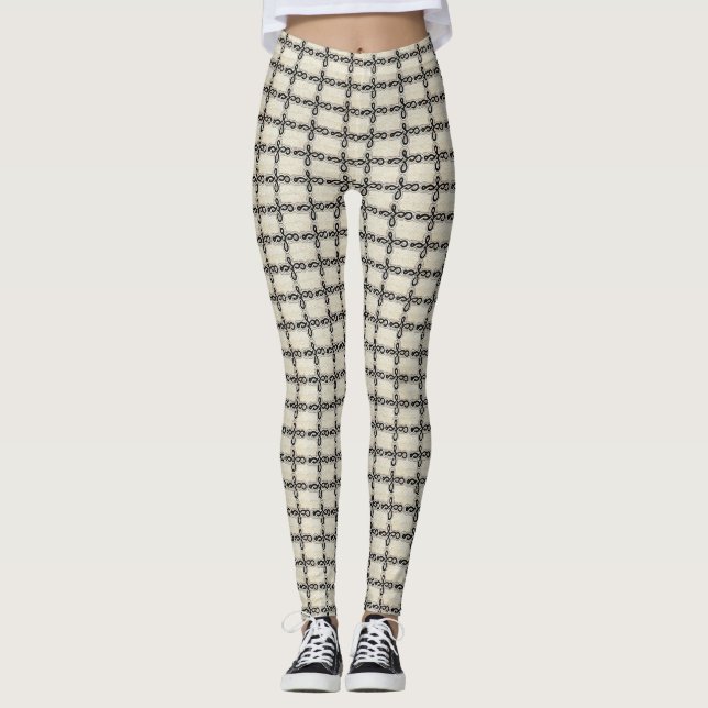 Schwarzweißdruck Leggings (Vorderseite)