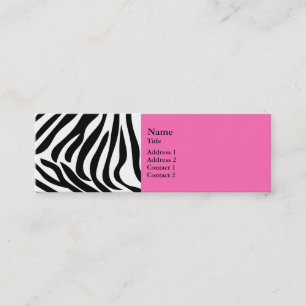 Schwarzweißdruck mit weißem Zebra mit Hot Rosa Mini Visitenkarte