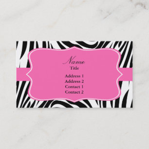 Schwarzweißdruck mit weißem Zebra mit Hot Rosa Visitenkarte