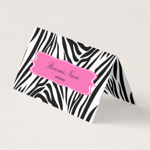 Schwarzweißdruck mit weißem Zebra mit Hot Rosa Visitenkarten