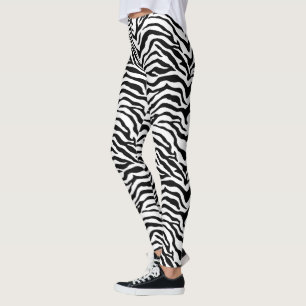 Schwarzweißdruck mit Zebra-Streifen Leggings