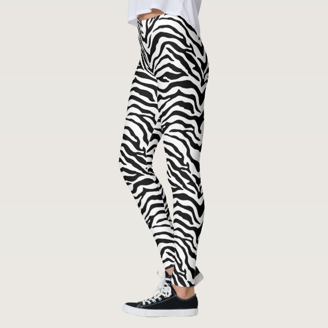 Schwarzweißdruck mit Zebra-Streifen Leggings (Links)