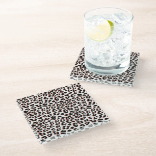 Schwarzweißdruck und Weißleopard Glasuntersetzer