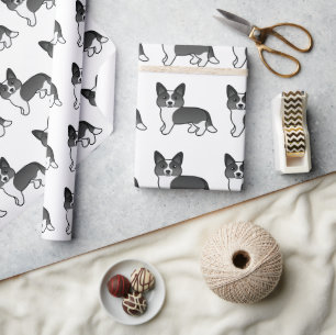 Schwarzweißer Cardigan Welsh Corgi Cartoon-Hund Geschenkpapier