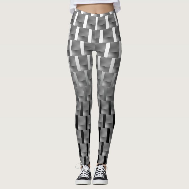 Schwarzweißer Legging Asche, Rechtecke, Bilder, Leggings (Vorderseite)