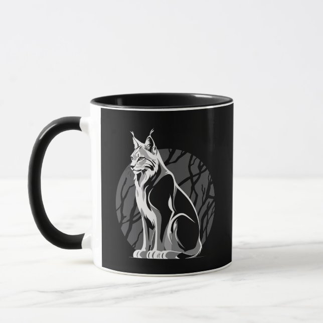 Schwarzweißer Luchs Tasse (Links)