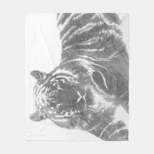 Schwarzweißer Tiger Fleecedecke
