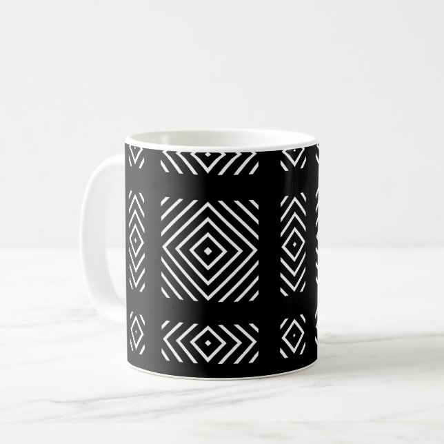 Schwarzweißgeometrie Ama Kaffeetasse (Vorderseite Links)