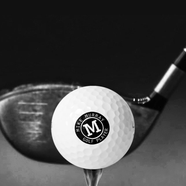 Schwarzweißgolfball mit Monogramm Golfball (Von Creator hochgeladen)
