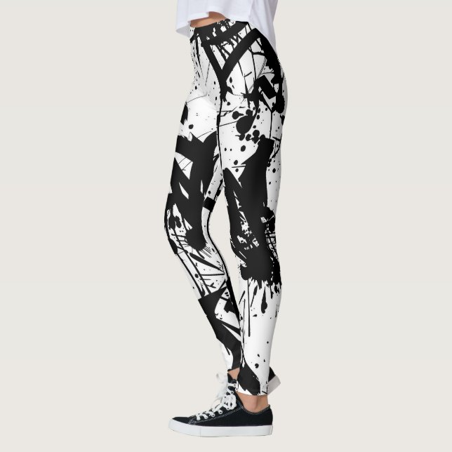 Schwarzweißgraffiti Leggings (Links)