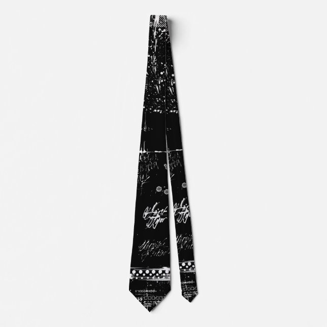 Schwarzweißgrunge Neck Tie Krawatte (Vorderseite)