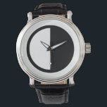 Schwarzweißhalbstunde Armbanduhr<br><div class="desc">Coole geometrisch-schwarz-weiß-geometrische Kreisform - halb weiß und halb schwarz</div>