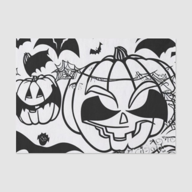 Schwarzweißhalloween Cartoon Spaß Seidenpapier (Vorderseite)