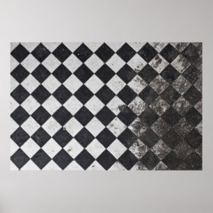 Schwarzweißharlequin-Grafik Poster