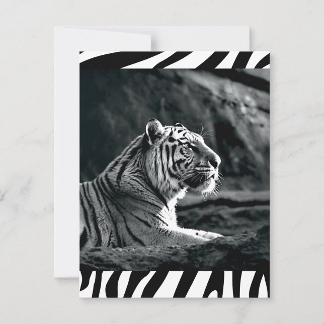 Schwarzweißiger Tiger Feiertagskarte (Vorderseite)