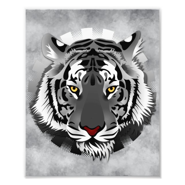 Schwarzweißiger Tiger Fotodruck (Vorne)