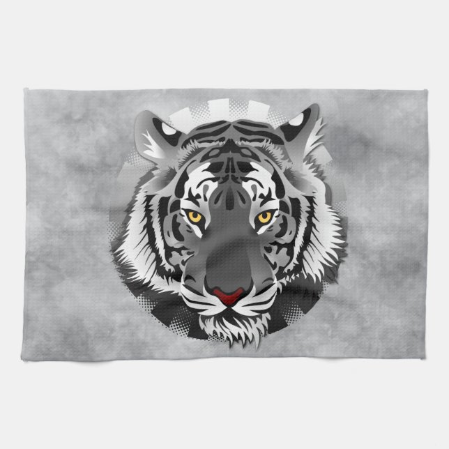 Schwarzweißiger Tiger Geschirrtuch (Horizontal)