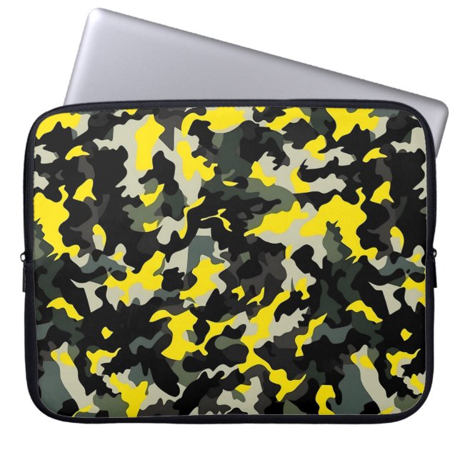 Schwarzweißkampfmuster Laptopschutzhülle (Vorderseite)