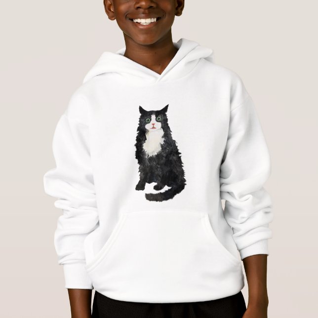 Schwarzweißkatze Hoodie (Vorderseite)