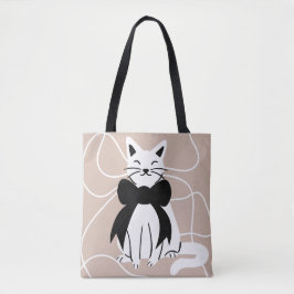 Schwarzweißkatze mit abstrakter Linie Tasche