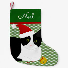 Schwarzweißkatze Personalisiert Kleiner Weihnachtsstrumpf