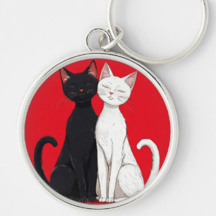 Schwarzweißkatzen Schlüsselanhänger