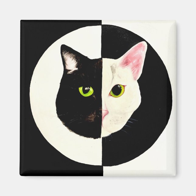 Schwarzweißkatzen sehen sich Yin und Yang gegenübe Magnet (Vorne)