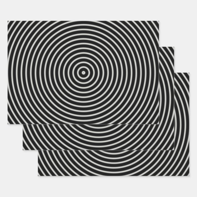 Schwarzweißkreise Geschenkpapier Set (Set)