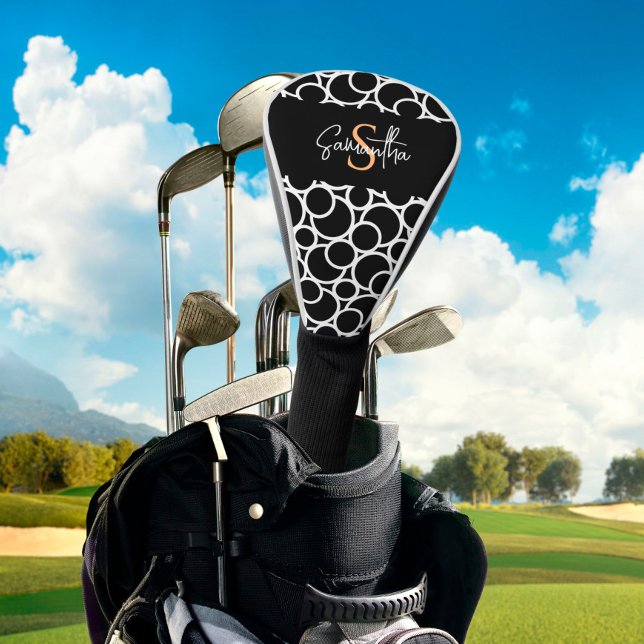 Schwarzweißkreismuster mit Monogramm Golf Headcover (Von Creator hochgeladen)