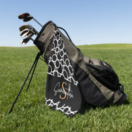 Schwarzweißkreismuster mit Monogramm Golfhandtuch