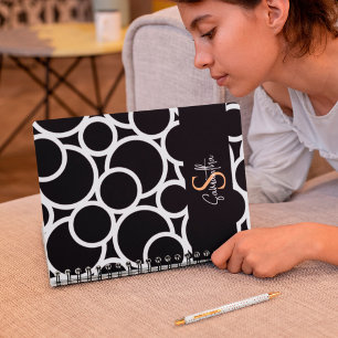 Schwarzweißkreismuster mit Monogramm Notizblock