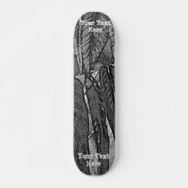 Schwarzweißkurven, moderne abstrakte Blattgestaltu Skateboard