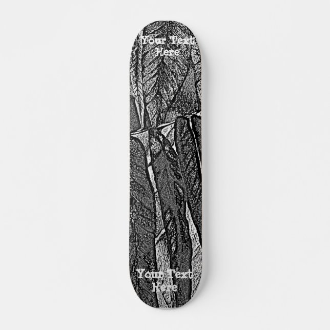 Schwarzweißkurven, moderne abstrakte Blattgestaltu Skateboard (Vorne)
