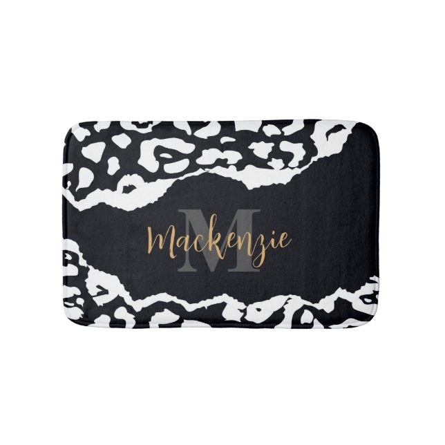 Schwarzweißleopard Badematte (Vorderseite)