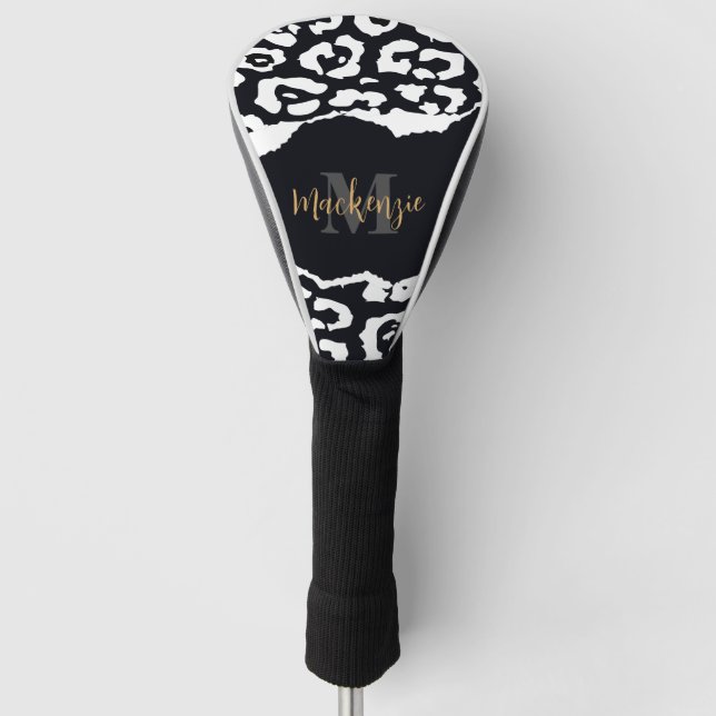 Schwarzweißleopard Golf Headcover (Vorderseite)