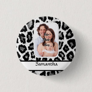 Schwarzweißleoparddruck Button