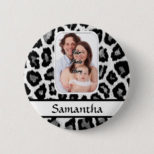 Schwarzweißleoparddruck Button