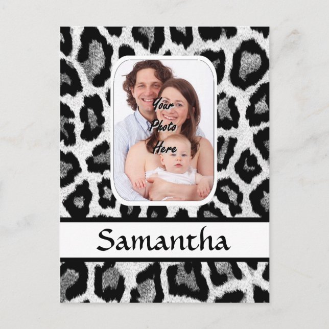 Schwarzweißleoparddruck Postkarte (Vorderseite)