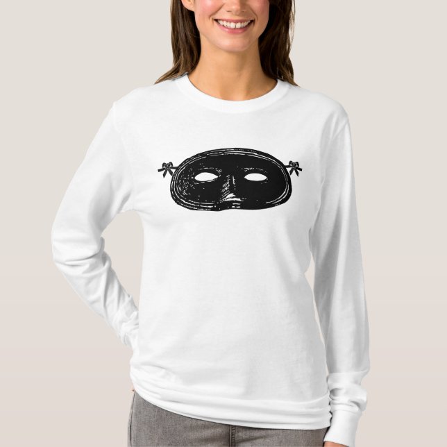 Schwarzweißmaske mit Vintagem Party T-Shirt (Vorderseite)