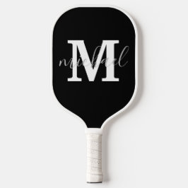 Schwarzweißmonogramm personalisiert modern pickleball schläger