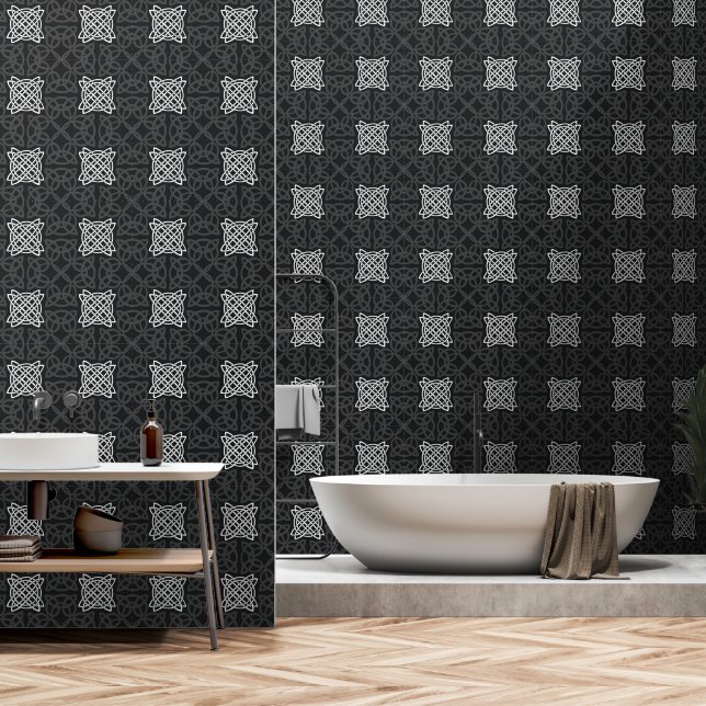 Schwarzweißmuster Tapete (Badezimmer)