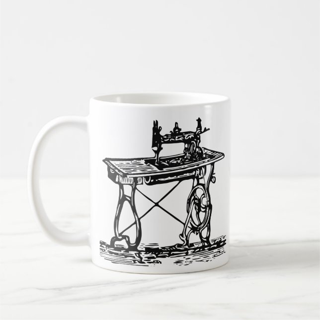 Schwarzweißnähmaschine Vintag antiker Antik Kaffeetasse (Links)