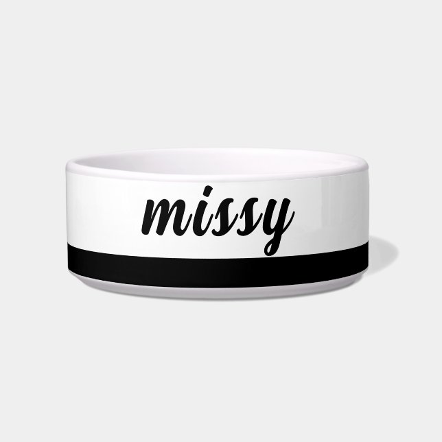 Schwarzweißname Keramik Pet Bowl Napf (Vorderseite)