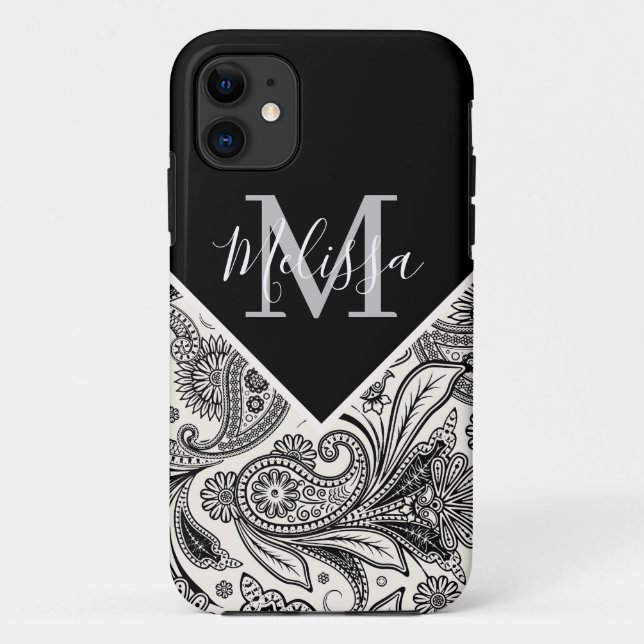 Schwarzweißpaisley Case-Mate iPhone Hülle (Rückseite)