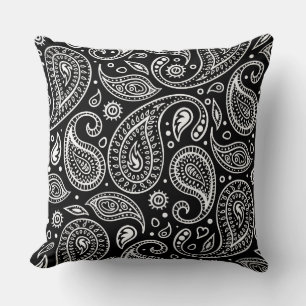Schwarzweißpaisley-Muster Kissen