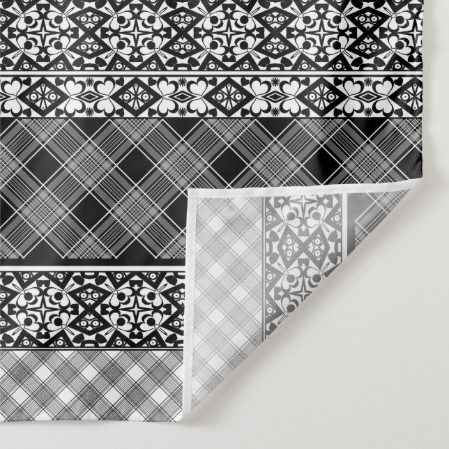 Schwarzweißpatchwork mit Spitze Wandteppich (Detail)