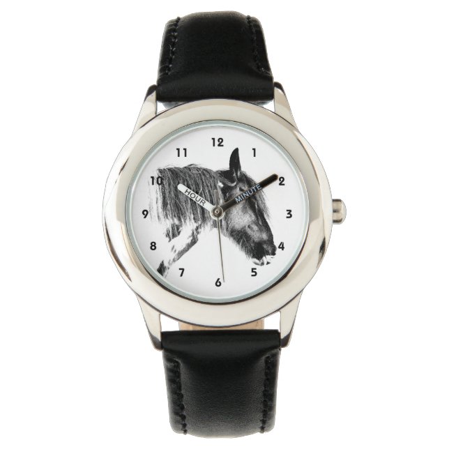 Schwarzweißpferd Armbanduhr (Vorderseite)